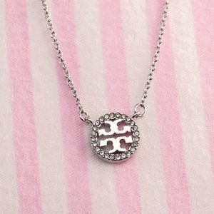 Tory Burch Miller Pavé Delicate Necklace in Silver - Brand New